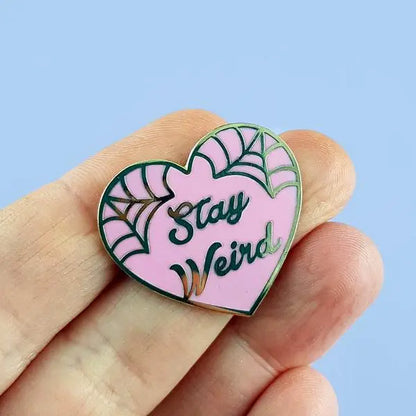 Jubly-Umph Stay Weird Pink Heart Lapel