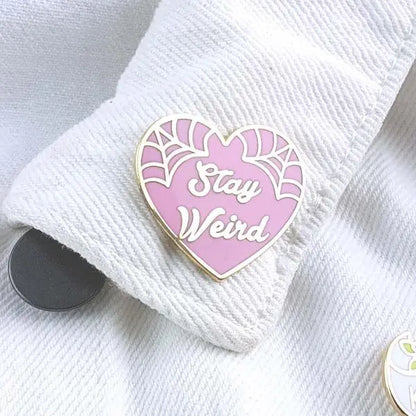 Jubly-Umph Stay Weird Pink Heart Lapel