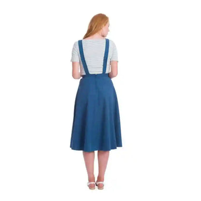 Banned Retro Book Smart Blue Pinafore 50s Dress & Skirt