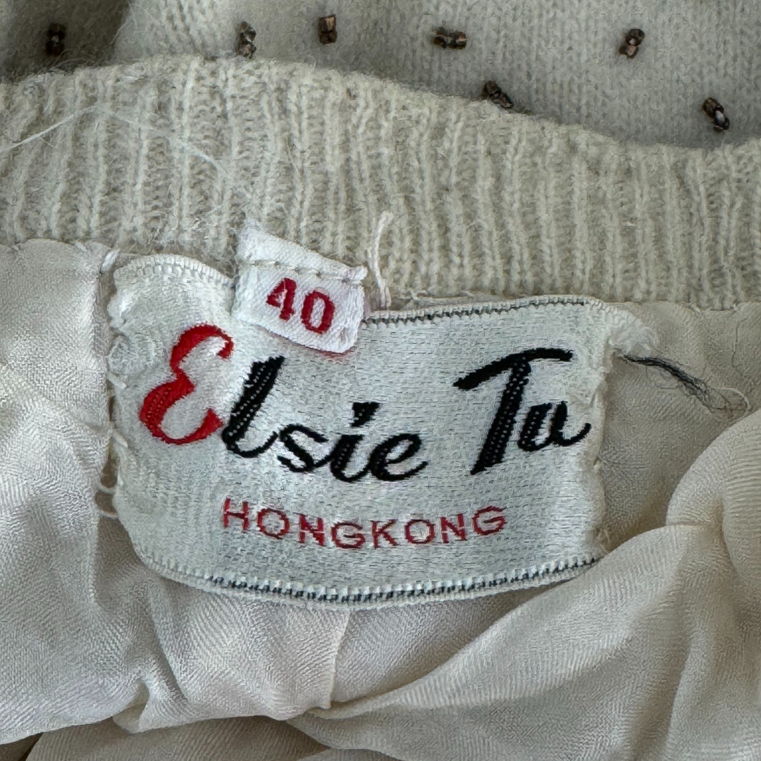 Elsie Tu 50s hand beaded vintage cardigan