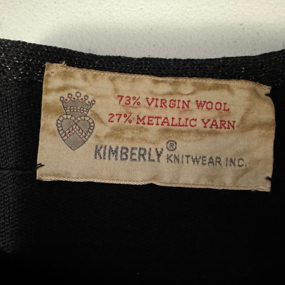 Kimberly Knitwear Inc Black & Metallic Shortsleeved Cardigan