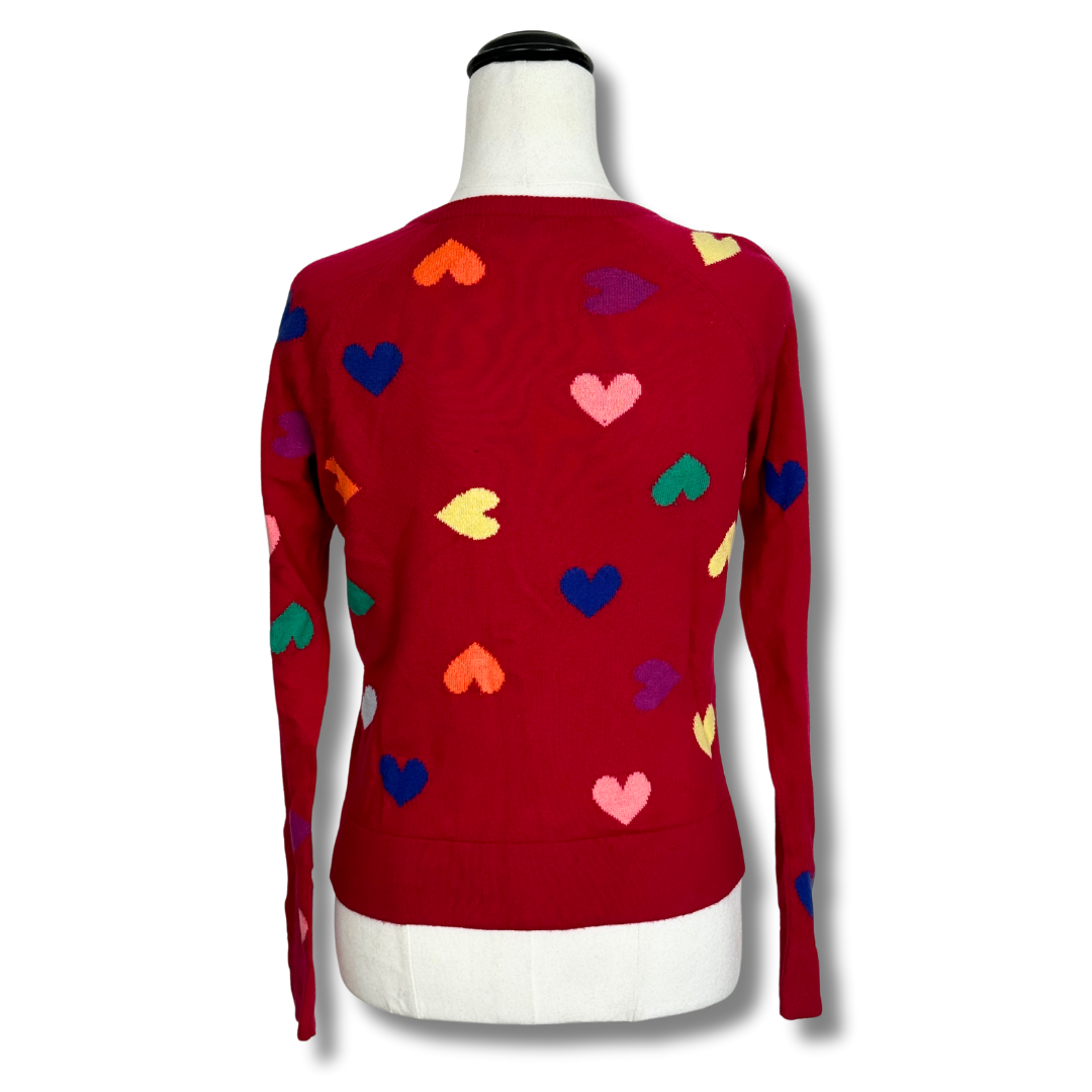 Alanna Hill Red Cardigan with Hearts