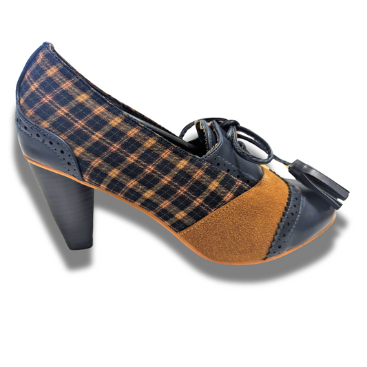 Banned Retro Uptown Girl Navy & Brown Pumps