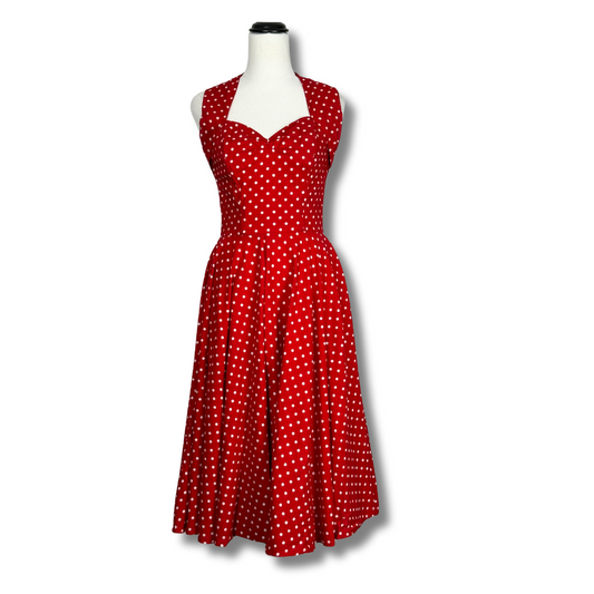 Vivian of Holloway Halterneck Red White Polkadot Dress