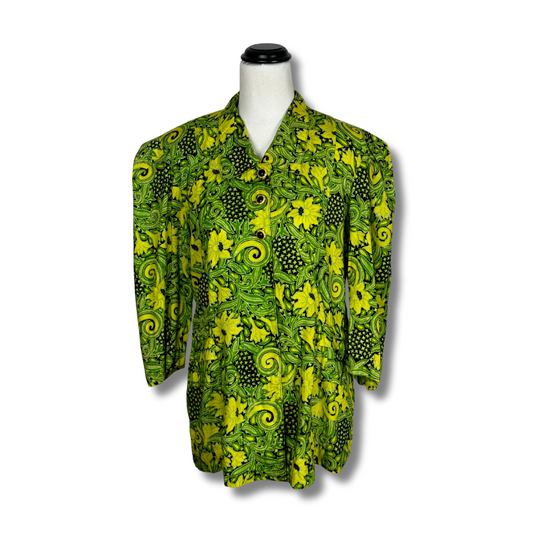 Stanely 70s Yellow & Green Patterned Blouse
