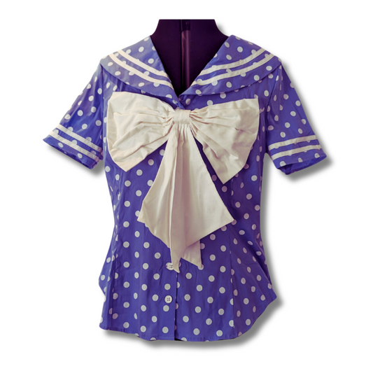 Banned Retro Periwinkle Blue Bow Blouse