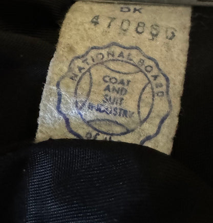 Original 60's Vintage Black Wool Double Breasted Coat