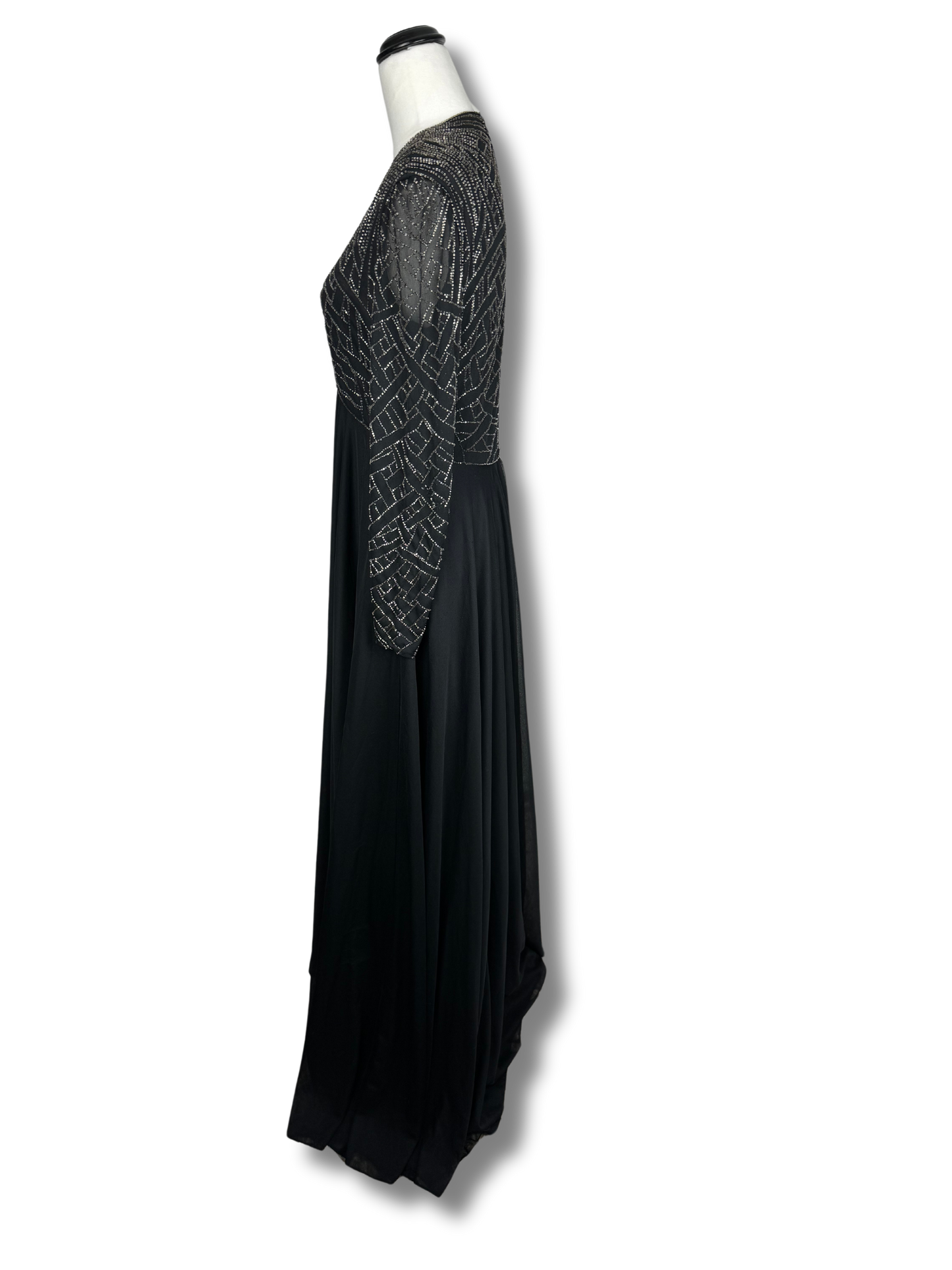 Vintage Black Beaded Evening Gown