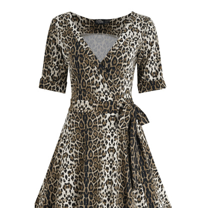 Dolly & Dotty Matilda Wrap Dress in Leopard Print