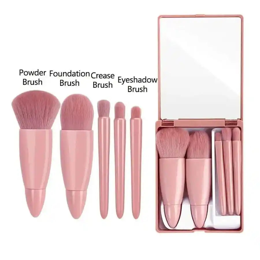 Pocket Makeup Brush Set with Mirror