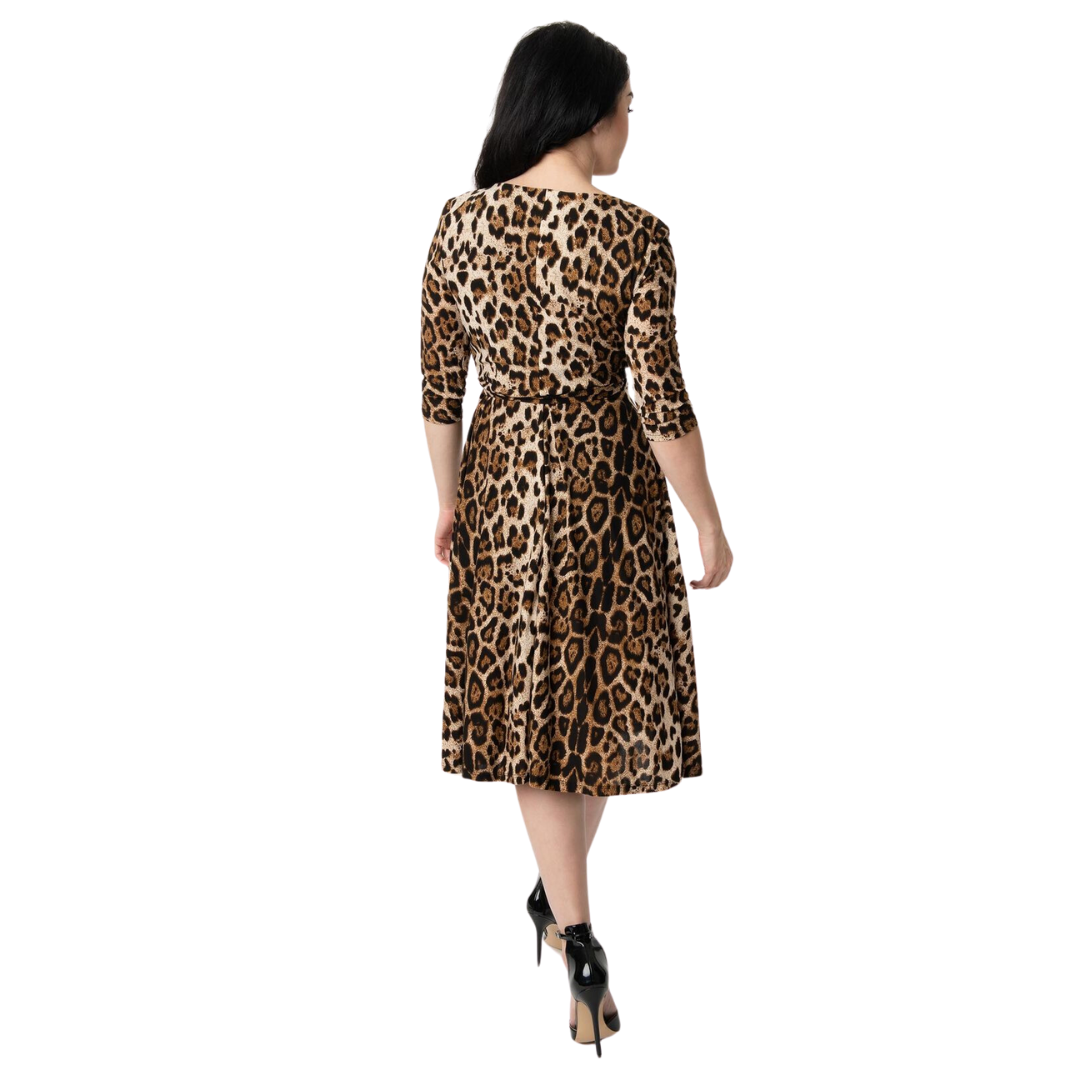 Unique Vintage Kelsie Dress in Leopard Print