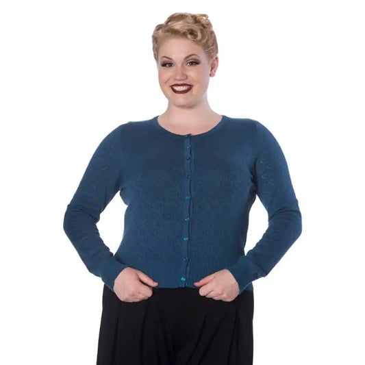 Banned Retro Up & Away Cardigan in Dark Teal