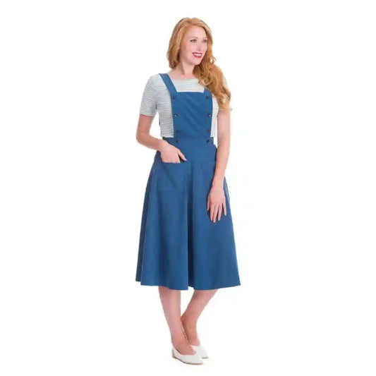 Book Smart Blue Pinafore 50s Dress & Skirt