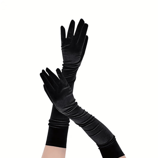 Vintage Long Black Gloves