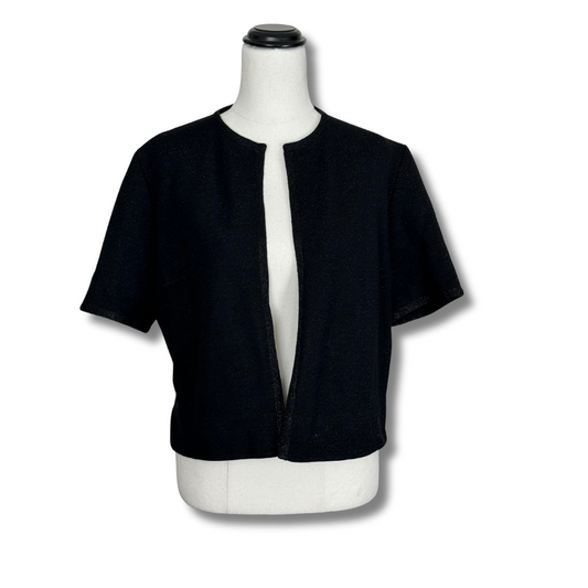Kimberly Knitwear Inc Black & Metallic Shortsleeved Cardigan