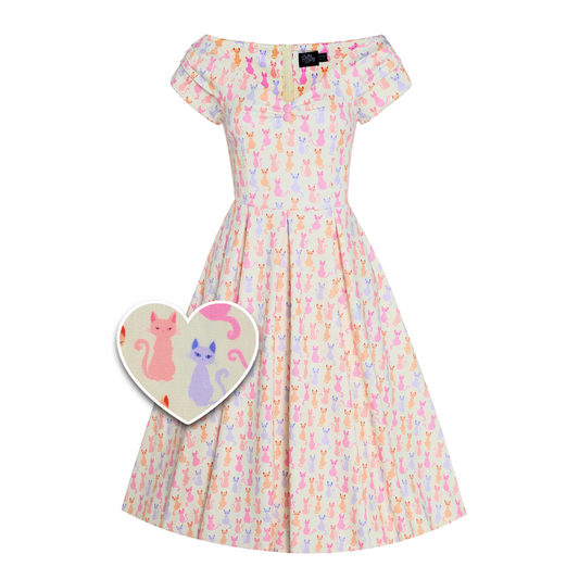 Dolly & Dotty Lily Rainbow Cats Swing Dress - Shipping Late July 24