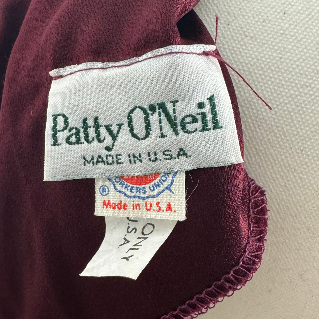 Patty O'Neil Vintage '80s Cranberry Velvet Longline Pencil Dress