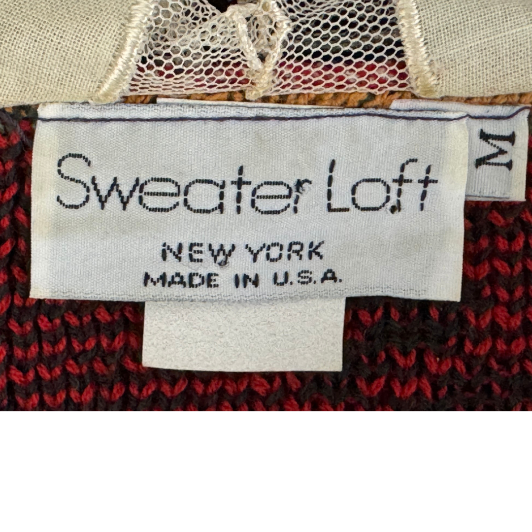 Sweater Loft Vintage '80s Scotty Dog Cardigan with Lace Collar