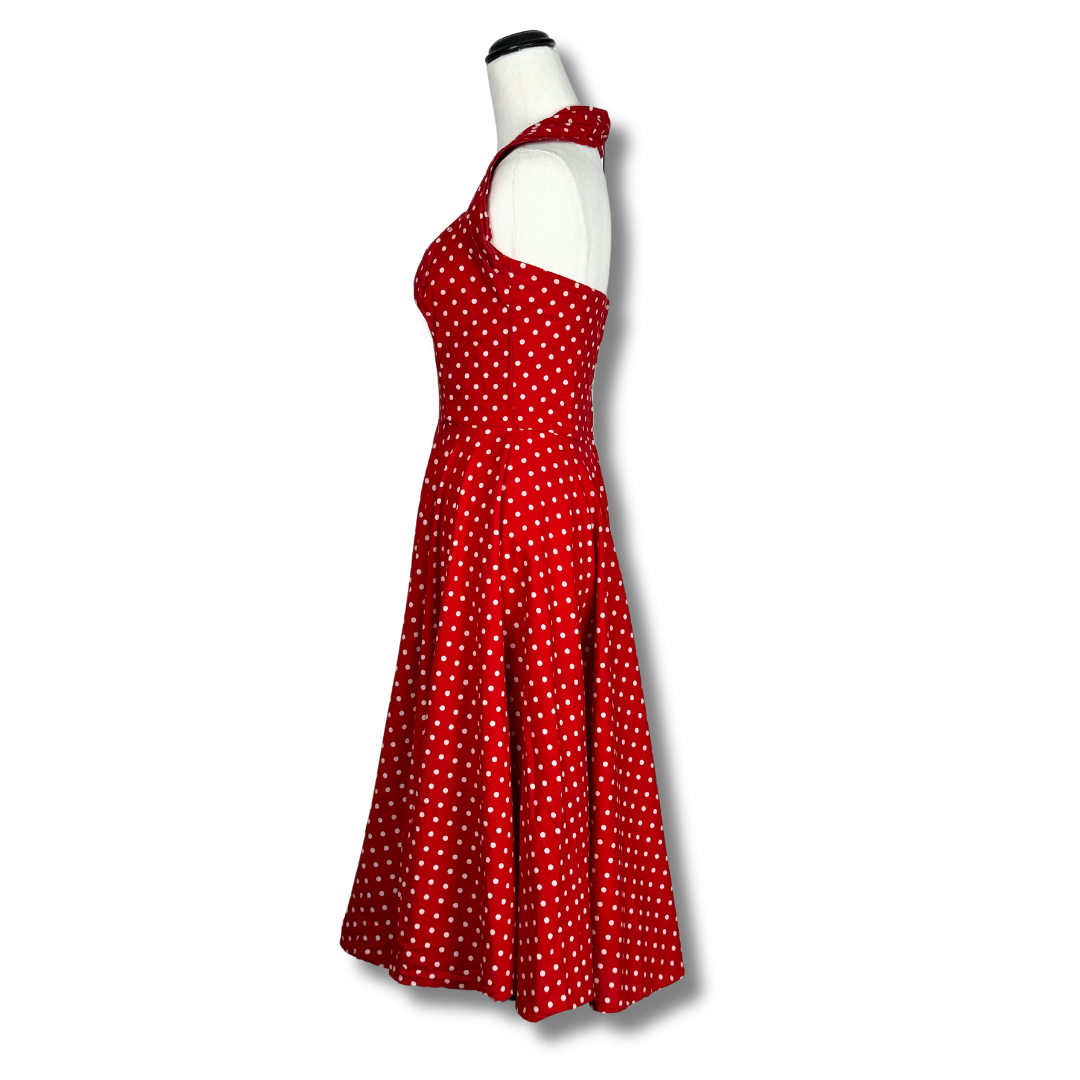 Vivian of Holloway Halterneck Red White Polkadot Dress