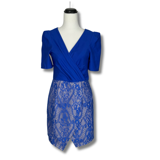 Angel Biba  Royal Blue Dress with Lace Overlay Skirt