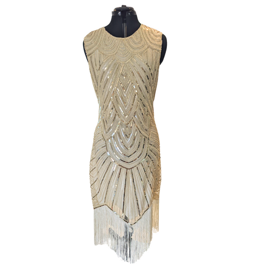 Banned Retro Ivory Beaded Flapper Dress