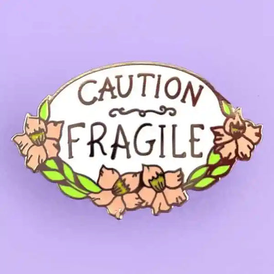Caution Fragile Lapel Pin