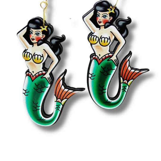 Retro Rockabilly Mermaid Earrings